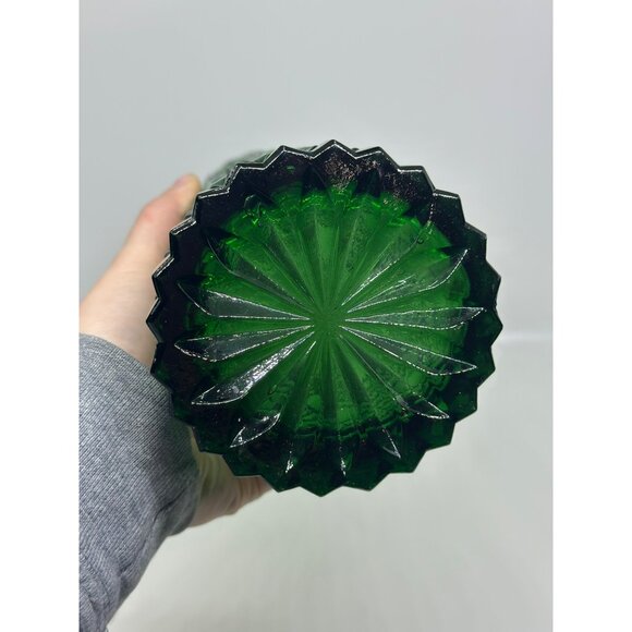Rare VTG 60s Empoli Emerald Green Genie Bottle Ravioli Pattern Decanter Vase 12" - Picture 5 of 7